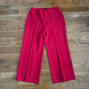 Aqua Bloomingdales Red Wide Leg Pants Womens XL High Rise Office Trousers Casual